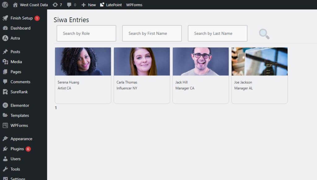 WordPress Plugin Siwa Contact Form admin contact entries tiles