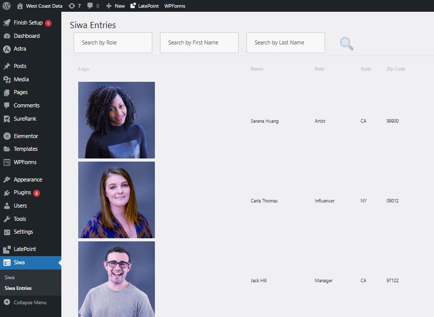 WordPress Plugin Siwa Contact Form admin contact entries