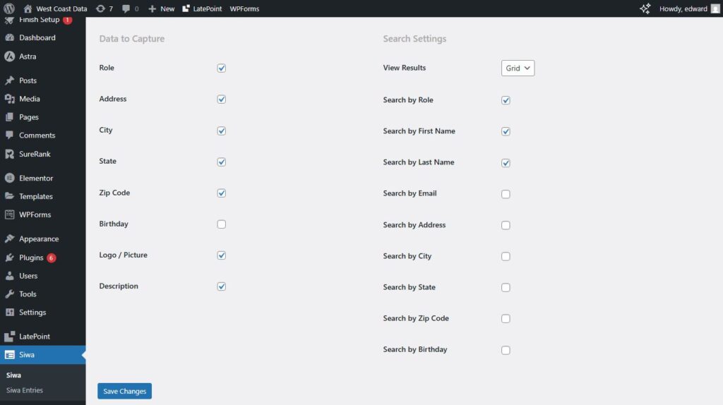 WordPress Plugin Siwa Contact Form admin settings